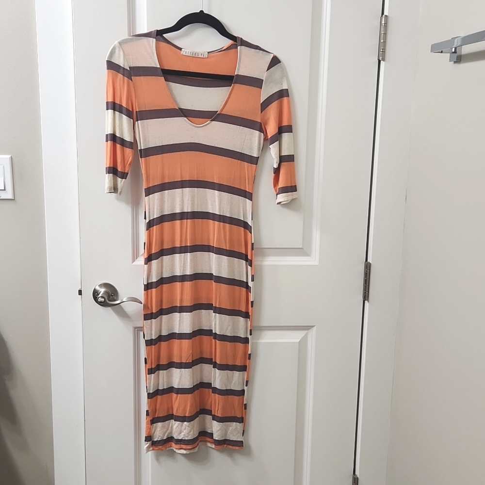 Potter's Pot, Small, Coral, Cream, & Gray Striped Dress